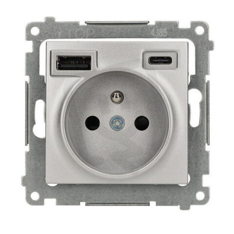 Zásuvka silová 1 násobná typ E s 2 násob