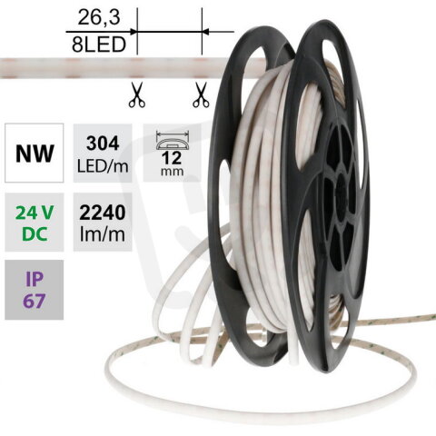 LED pásek SOB NW, 304LED/m, 19W/m, DC 24