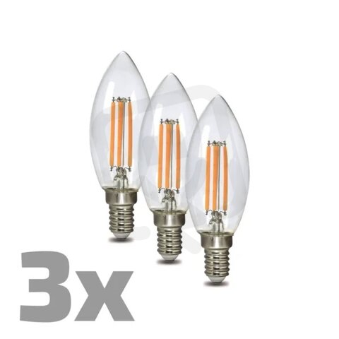 LED zdroj filament, C37, 4W, E14, 2700K, 470lm,3pack, EURAKLES WZ0020