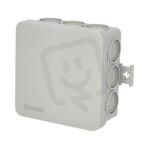 Krabice F12 - MiniBOX IP55 rozbočovací s víčkem 85x85x40mm FAMATEL 3052