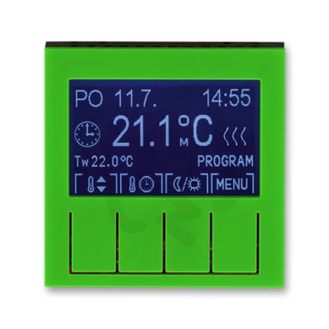 Termostat pokojový programovatelný 3292H-A10301 67 zelená/kouř. černá Levit ABB