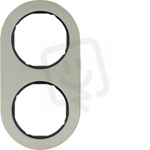 Rámeček, 2-násobný, serie R.classic, nerezová ocel/černá lesk BERKER 10122004