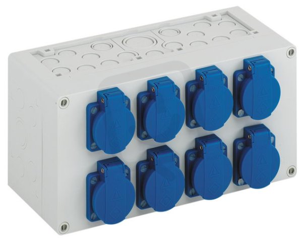 Zásuvková kombinace AKi 1-1S šedá IP44 IK08 300x150x132mm SPELSBERG 74111101