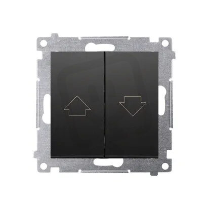 Žaluziové tlačítko 1+1 10A 250V, černá matná KONTAKT SIMON DZP1.01/49