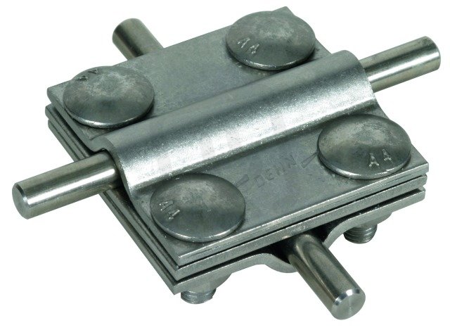 Křížová svorka nerez (V4A) pro prům. 8-10/pásek 30mm s mezidestičkou DEHN 318229