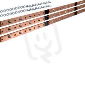 Cu sběrna 40x10mm, 1245mm, pro 5 polí, 3ks včetně šroubů HAGER UM09M