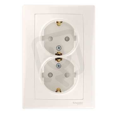 Sedna Zásuvka dvojnásobná Schuko 2x(2P+PE), clonky, Cream SCHNEIDER SDN3000423