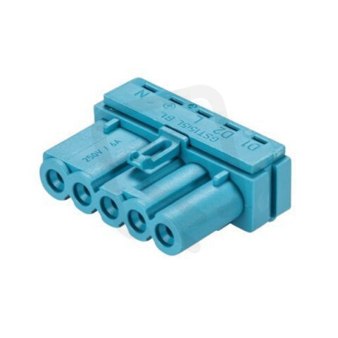zásuvka do plošného spoje, 5-pól, horizontální, gesis mini, modrá