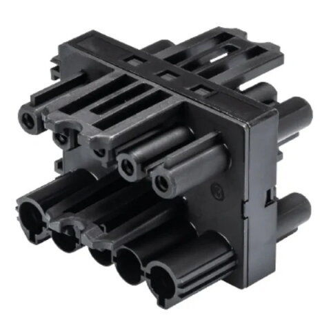 rozbočný blok, 5-pól, 1/3, černý WIELAND 92.050.6953.1