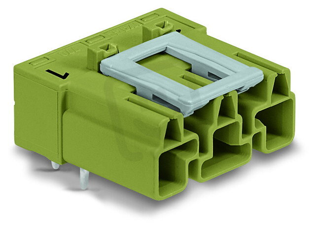 Konektor na desky plošných spojů, úhlové, 3pól., světle zelená