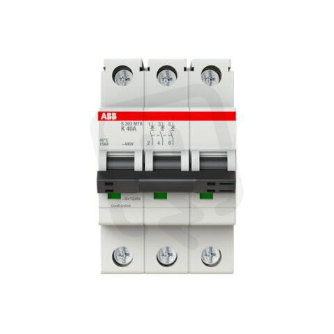 ABB S203MTR-K40, třípólový jistič, 40A, K, 10kA, určeno pro drážní aplikace