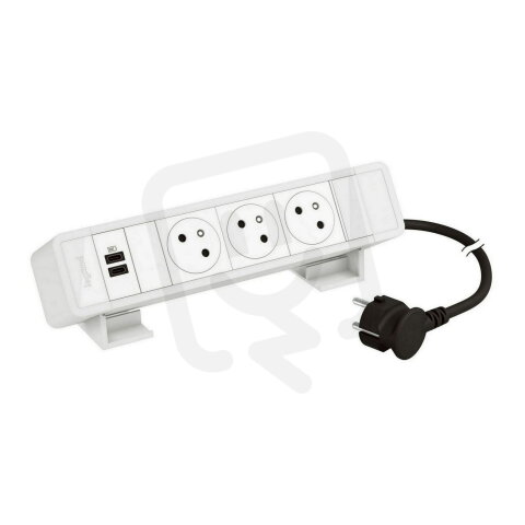 ONDESK 3X2PT USB CC 15W BÍLÁ