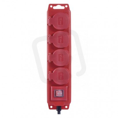 Prodlužovací kabel 3m/4 zásuvky/s vypínačem/černo-červený/guma-neopren/1,5mm2