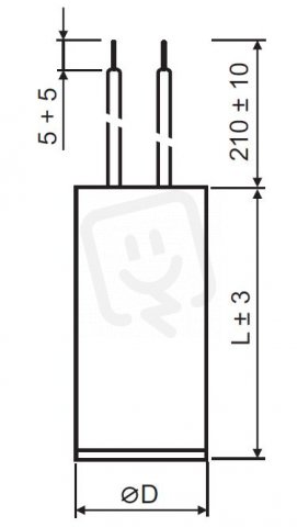 Mot. kondenzátor 40uF j.faston 6,3mm