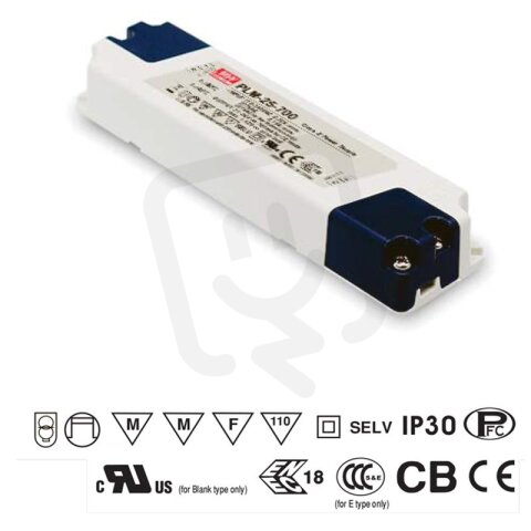 Proudový zdroj pro LED 25W 500mA MEAN WELL PLM-25-500