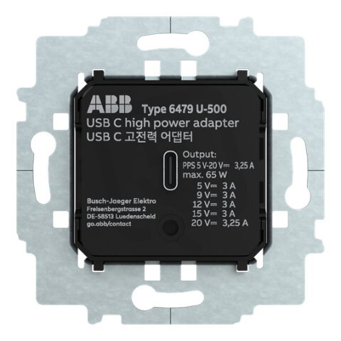 ABB 6479 U-500 Přístroj nabíjecí USB-C, 65 W, 6479 U-500