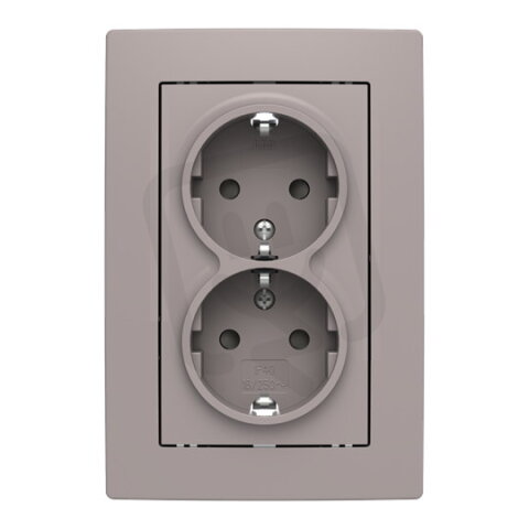 Dvojzásuvka ABB ZONI s clonkami, bezšroub., greige / bílá 5522T-C03458 144