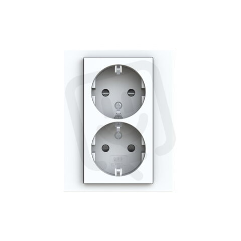 Dvojzásuvka ABB LEVIT s clonkami, bezšroub., bílá/bílá 5522H-C03458 03W