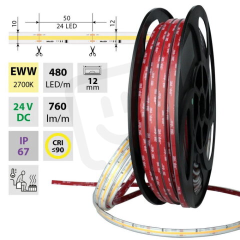 COB LED pásek EWW, 480LED/m, 8W/m, 720lm