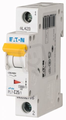 Jistič PL7-C25/1, char C, 1-pólový, 10kA, 25A EATON 262706