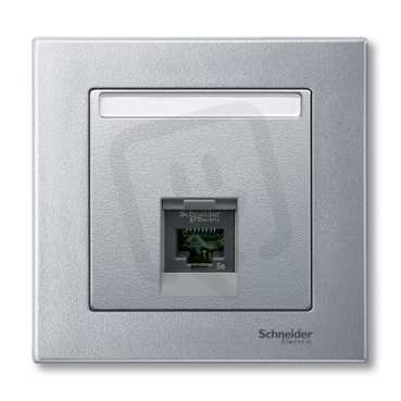 Merten Centrální deska datové zásuvky 1xRJ45 Aluminium SCHNEIDER MTN465860