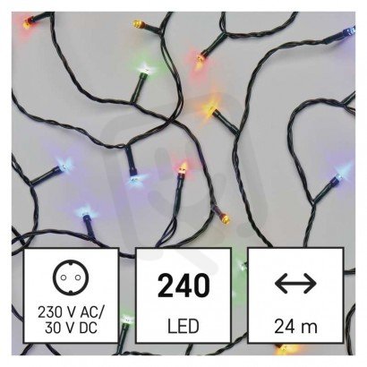 LED vánoční řetěz, 24 m, venkovní i vnitřní, multicolor, programy EMOS D4AM10
