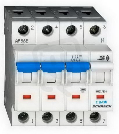 Instalační jistič 10 kA, C 16A, 3+N SCHRACK BM017816--
