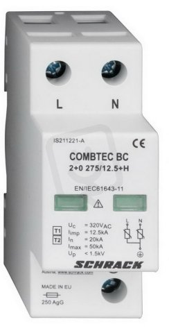 Svodič přepětíCOMBTEC BC 2+0 275/12,5 SCHRACK IS211220-A
