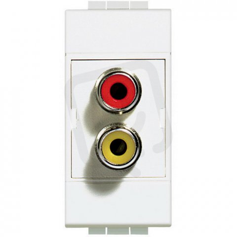 BTICINO LIVINGLIGHT ZÁSUVKA 2XRCA PŘIPOJENÍ PÁJKOVÁNÍM 1MODULOVÁ BÍLÁ N4269R