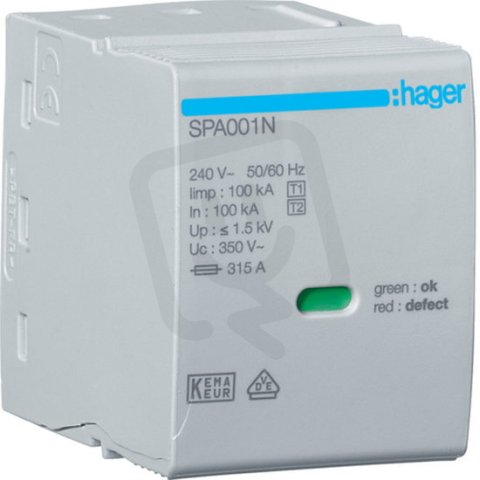 Výměnný modul N-PE pro SPA180N/SPA801, 100 kA HAGER SPA001N