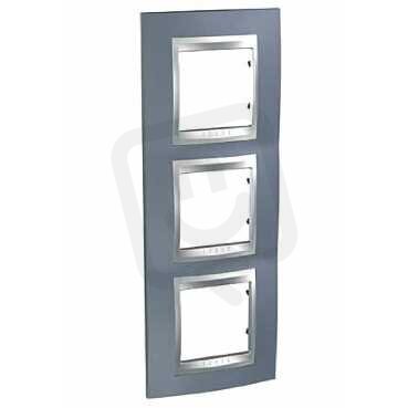 Schneider MGU66.006V.097 Krycí rámeček Top trojnásobný vert., Metal Grey/alu