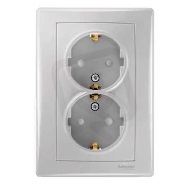 Sedna Zásuvka dvojnásobná Schuko 2x(2P+PE) clonky Aluminium SCHNEIDER SDN3000460