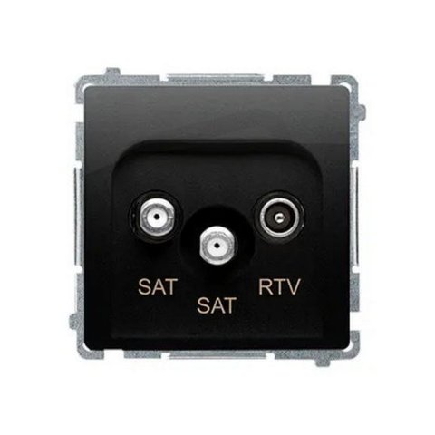 Anténní zásuvka SAT-SAT-RTV dvojitá satelitní útlum:1dB černá matná :3015