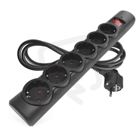Přepěťová ochrana  6 zásuvek, 1,5 m, černá EMOS P54218