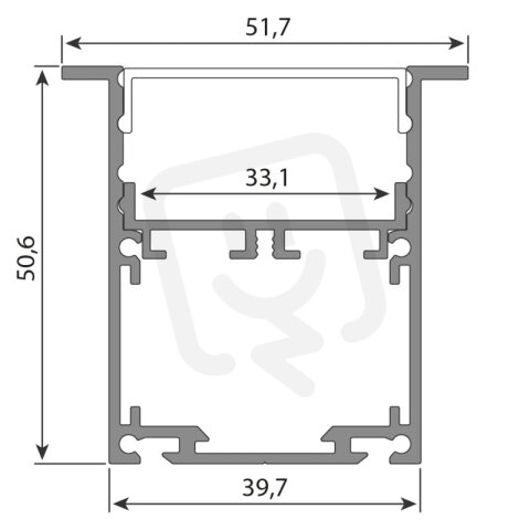 Vestavný hliníkový profil VM 52x51mm vč. matného difuz. 2m MCLED ML-761.607.04.2