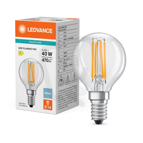 Světelný zdroj LED CLASSIC P V 3.4W 865 Clear E14 LEDVANCE 4099854785320
