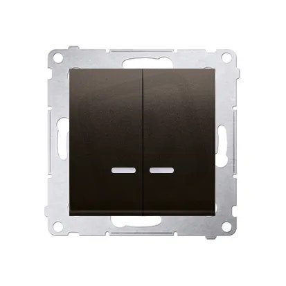 Spínač sériový IP44, s orientačním LED, 5So, 16AX 250V, hnědá matná metalizované
