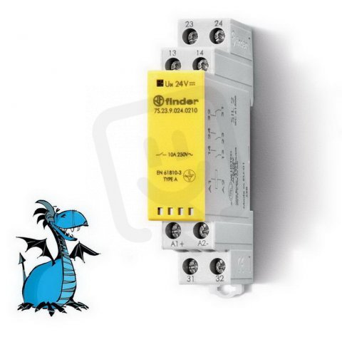 Relé s NVK, DIN, 2Z+1R 6A, 24V DC, 1 modul. FINDER 7S.23.9.024.0210