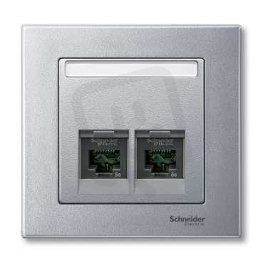 Merten Centrální deska datové zásuvky 2xRJ45 Aluminium SCHNEIDER MTN466560