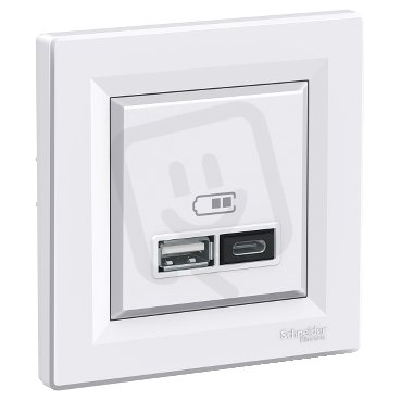 ASFORA 2xUSB nabíjecí konektor A+C 2.4A, bílá SCHNEIDER EPH2700321