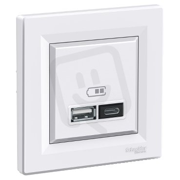 Asfora 2xUSB nabíjecí konektor A+C 2.4A, bílá SCHNEIDER EPH2700321