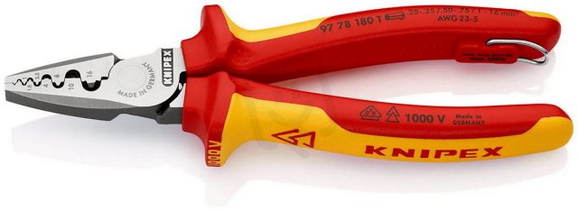 Lisovací kleště na koncové dutinky 180 mm KNIPEX 97 78 180 T BK
