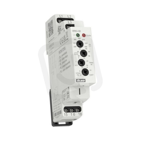 Hlídací napěťové relé v 3F volitelný rozsah HRN3-80 ELKO EP 8595188188814
