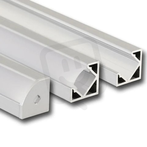 Rohový hliníkový profil RT, 19x19 mm, matný difuzor, komplet, 2 m
