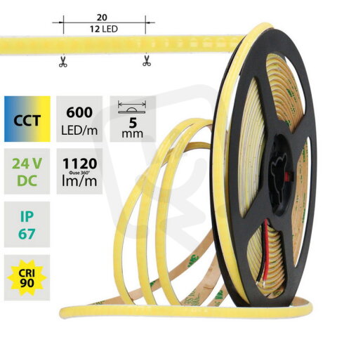 LED pásek COB dual white - 2 póly, 600LE
