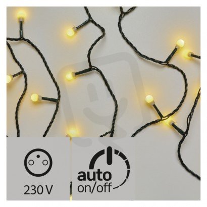 LED vánoční řetěz - kuličky, 20m, teplá bílá, časovač