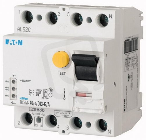 Digitální proudový chránič 10kA FRCdM-25/4/03-G/A 4pól 0,3A 25A EATON 168647
