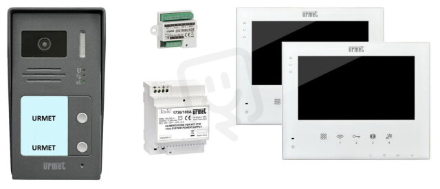 Souprava barevného 7'' handsfree videotel. pro 2 účast, dvouvodič URMET 1736/512