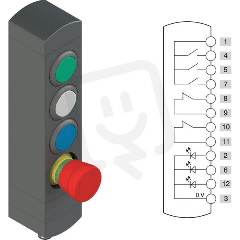 Ovládací jednotka BN 4 prvky (konfigurace A60) Konektor M12,12 pólů, IP65