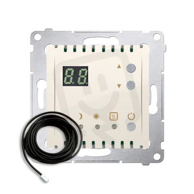 Termostat s displejem, externí senzor teploty, 16(2) A, 230V, vč. čidla, krémová